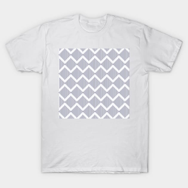 Blue diamond stripes zig zag pattern on white T-Shirt by SamridhiVerma18